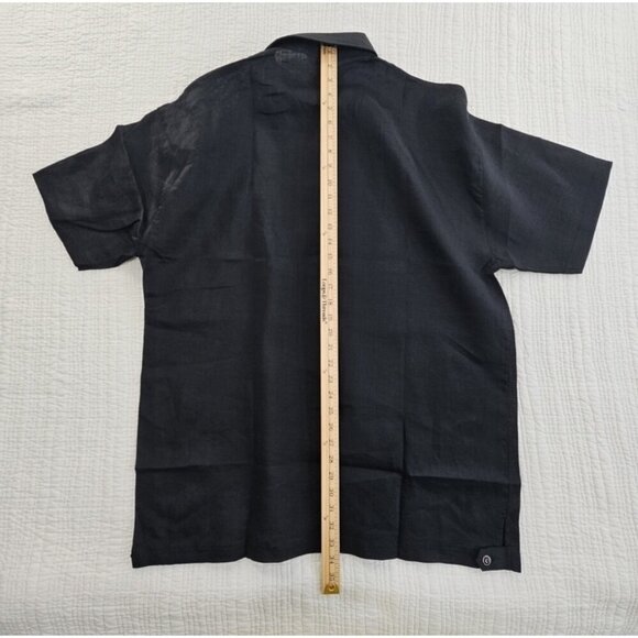 Jackpot Linen Shirt Men's Size Large Ink Black Short Sleeve Button Up NWT Resort - Picture 13 of 14